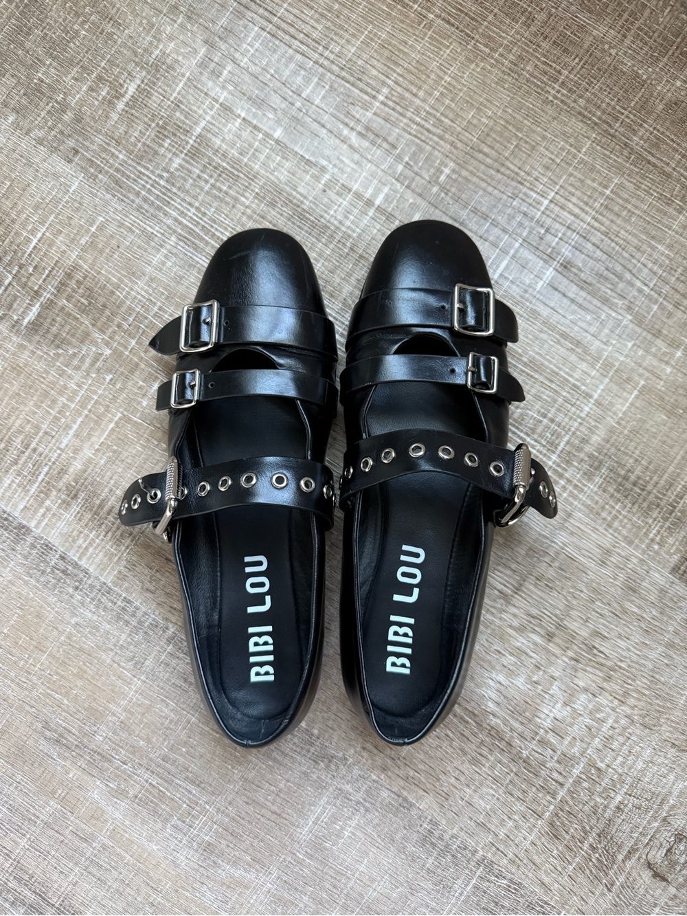 Bibi Lou Black Leather Buckle Loafers